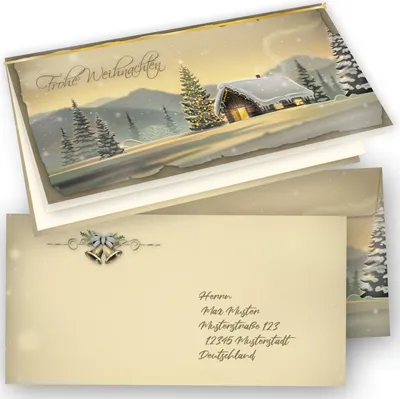 Produktbild von Glöcknerhütte Weihnachtskarten Set (10 Sets) Klappkarten DiN lang, mit Umschlag und Einlegeblätter bedruckbar