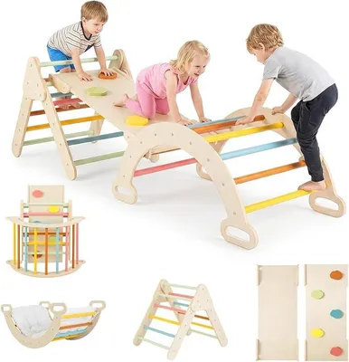 Imagen del producto de Silecomplaza, estructura de escalada interior 3 en 1, triángulo de escalada Montessori (de colores)