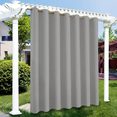 Image de Topchances 1 set surdimensionné Indoor Outdoor Rideau extérieur 254*213cm(l x h), Coupe-vent Imperméable Protection solaire Protection UV pour jardin Patio Balcon, Gris clair