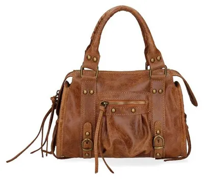 Produktbild von Erisia Damen Schultertasche aus Wildleder, mit Muster, abnehmbarer Trageriemen, hergestellt in Italien