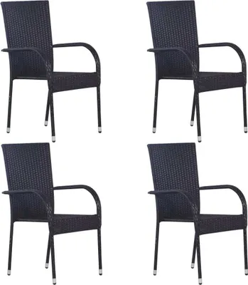 Produktbild von Stapelbare Gartenstühle 4 Stk. Poly Rattan Schwarz