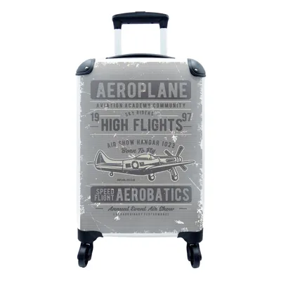 Produktbild von MuchoWow® Koffer Handgepäck Trolley Rollkoffer Kleine Reisekoffer mit 4 Rollen - Flugzeug - Retro - Zeichnung - Cabin Size < 55x40x23 cm & 55x40x20 cm - Fotokoffer - Kabinenkoffer - Boardgepäck - Reise-Box - Reisekoffer - Reisegepäck - Koffer mit Bild - Trolley für Kinder
