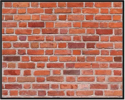 Produktbild von Wallario Wandbild Rote Ziegelsteinwand - Backsteine, Größe: 40,30 x 50,30 cm, Poster mit schwarzem Aluminiumrahmen