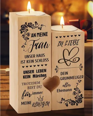Produktbild von Herzförmiger Kerzenständer mit Gravur für Ehefrau zum Valentinstag
