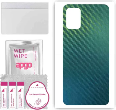 Produktbild von apgo Rückseite Schutzfolie, Skin, kompatibel mit LG Q52, Hinten Displayschutzfolie aus Vinylfolie, kratzfest, einfache Montage - Kohlenstoff-Chamäleon CAKA1