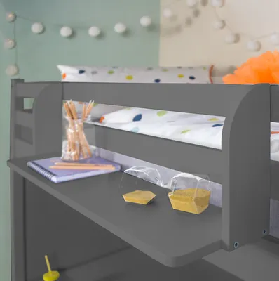 Produktbild von Homestyle4u Hochbett Zubehör für Kinder Einhängeregal Hängeregal Bettorganizer Grau Regal Holz 1 Ablage