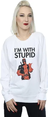 Produktbild von Marvel - "I'm With Stupid" Sweatshirt für Damen BI16197 (L) (Weiß)