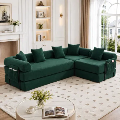 Produktbild von Familiensofa Stauraum Modular Vakuumverpackt Haustierfreundlich Smaragdgrün 270x180x64cm