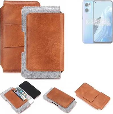 Produktbild von K-S-Trade Handyhülle Schutzhülle kompatibel mit Oppo Reno7 5G Gürteltasche Holster Gürtel Tasche Smartphone Tasche Handy Hülle Polyurethan+ Filz, braun