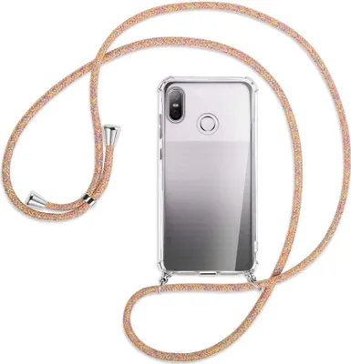 Produktbild von Handykette Backcover-Schutzhülle mit Band (Metall silberfarben) für HTC U12 life - Rainbow