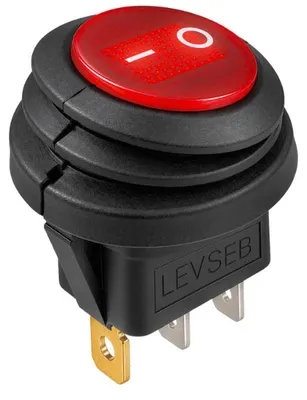 Produktbild von LEVSEB Wippschalter rund IP65 beleuchtet | 12V 20A 3 Pin Ein Aus Ø20 mm Rot