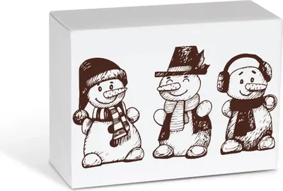 Image de Boîte blanche avec couvercle "Bonhomme de neige" 25 x 15 x 8 cm 50 pièces.