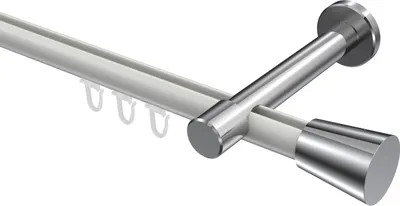 Produktbild von Interdeco Innenlaufstange / Gardinenstange mit Innenlauf Weiß / Chrom, Typ Prestige Sitra (Konus), 20 mm Ø 1-läufig, 440 cm