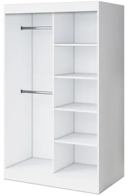 Zdjęcie produktu dla Otwarta Szafa– 120 x 200 cm – Biały mat– Szafa otwarta TROY – z 4 półkami i 2 drążkami