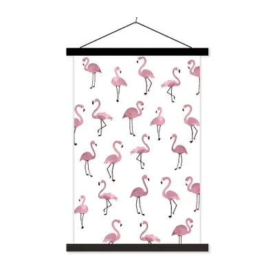 Produktbild von MuchoWow® Textilposter Flamingo - Rosa - Muster 40x60 cm mit schwarzem Rahmen - Wanddekorationen