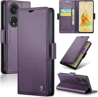 Image de Oppo Reno8 T 5G Housse, Portefeuille en cuir Porte-carte Housse avec fonction stand pour Oppo Reno8 T 5G Violet