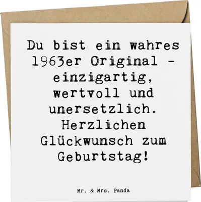 Produktbild von Mr. & Mrs. Panda Grußkarte Spruch 1963 Geburtstag - Weiß - Geschenk, Geburtsjahr feiern, Klappkarte, Geburtstagsgeschenk, Geburtstagswünsche, Happy Birthday, Alter