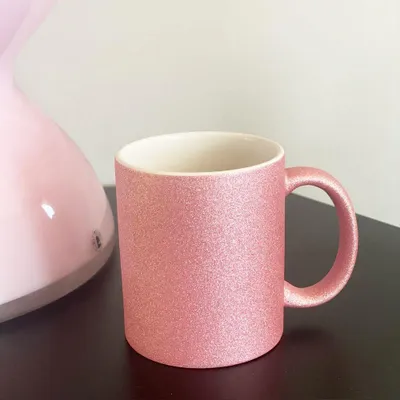 Produktbild von Plottermarie Sublimationsrohlinge Sublimations-Tassen für personalisierte Geschenkideen – Sublimationsrohlinge, Fotogeschenke, Personalisierung & DIY Glitter Keramik Pink 2er Set