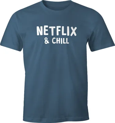 Produktbild von Herren T-Shirt Netflix and chill Spruch-Shirt Fun-Shirt Moonworks® denim 3XL