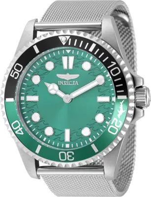 Zdjęcie produktu dla Invicta Pro Diver 49687 Zegarek Męski - Mechanizm Kwarcowy - Stal Nierdzewna z Zieloną Tarcza - 43 mm