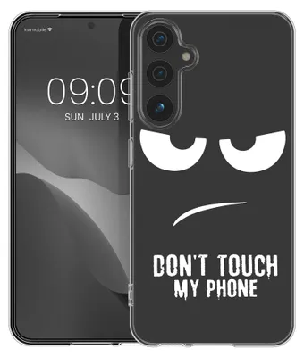 Produktbild von kwmobile Case kompatibel mit Samsung Galaxy A55 5G - Hülle Silikon transparent Don't touch my Phone Schwarz Transparent