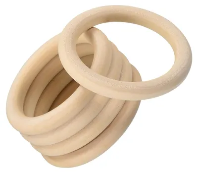 Holzringe 80 mm, 5 Stück, 10 mm dick, unbehandelt, für DIY & Makramee