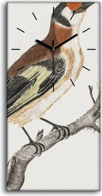 Produktbild von Wanduhr Bürouhr Leinwand Bild Geräuschlos 30x60 Zeichnung Tier Vogel Zweig Kunst - schwarze Hände