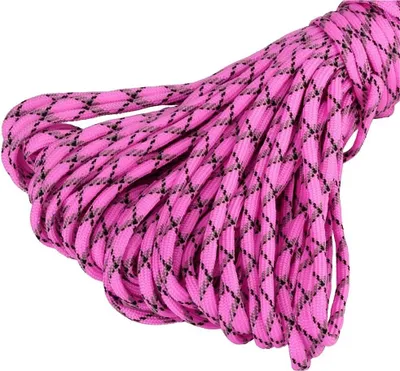 Produktbild von 30m Farbe-004 rosa-schwarz-grau Paracord 550 Fallschirmschnur Nylonleine