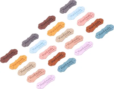 Image de Qcwwy 20pcs étiquettes en cuir polyester exquis - tag imprim ? pour les cadeaux faits main et les projets de couture