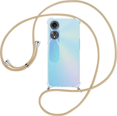 Produktbild von Handykette Backcover-Schutzhülle mit Band (Metall silberfarben) für Oppo A58 5G, Oppo A78 5G (6.56'') - caramel