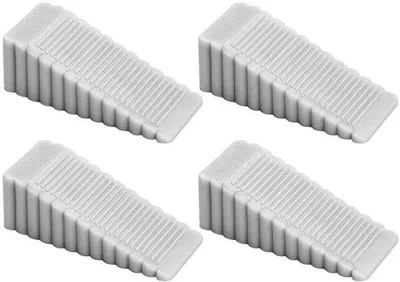 Zdjęcie produktu dla Zestaw 4 sztuk gumowych zatrzymań do drzwi Ibenzoa® wykonanych z PVC – możliwość układania w stos, regulacja wysokości (3–27 mm), antypoślizgowe, wymiary: 9,5×4×2,7 cm, kolor: szary