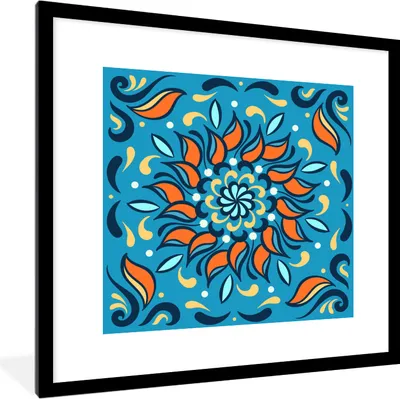 Produktbild von MuchoWow® MuchoWow® Gerahmtes Poster Blume - Blätter - Quadrat 40x40 cm - Poster mit zchwarzem Bilderrahmen - Poster - Plakat im Rahmen