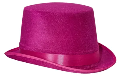Zylinderhut aus Polyester mit Satinband, Fuchsia, 56-58 cm