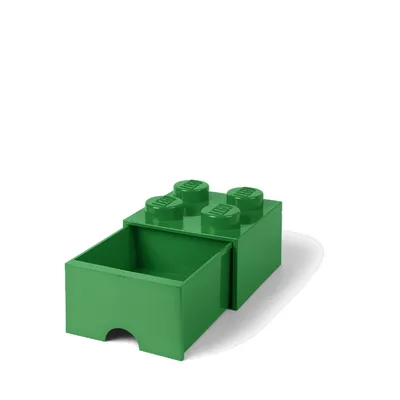 Produktbild von LEGO 4-Stud Storage Brick DrawerDark Green, Spielzeug-Aufbewahrungsbox, Grün, Freistehend, Einfarbig, Rechteckig, Polypropylen (PP)