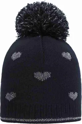Produktbild von Mädchenmütze mit Bommel, dunkelblau, Herzen, Döll