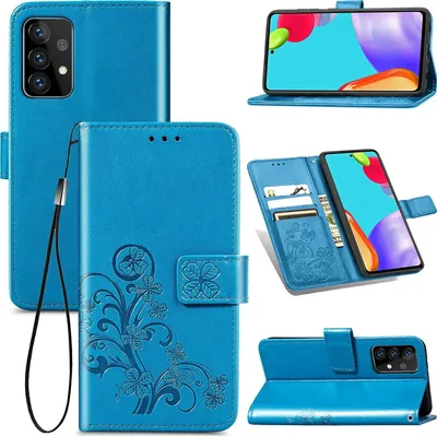 Produktbild von Mobigear Clover  Samsung Galaxy A52 Hülle Klapphülle Geldbörse - Blau