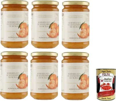Produktbild von Agrisicilia Marmellata di Mandarini di Sicilia - sizilianische Mandarinenmarmelade 6x 360 g + Italian Gourmet polpa 400g