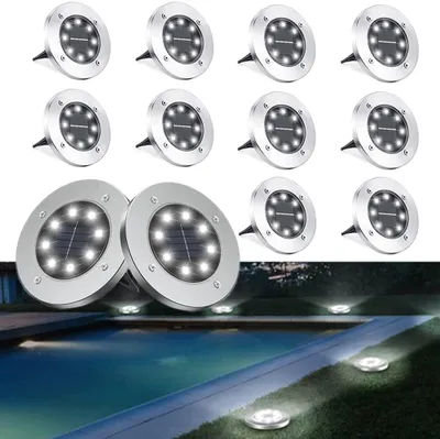 Image de Speed 12 x LED Lampe solaire encastrée de sol Lampe solaire de sol extérieur 8Leds,Blanc froid