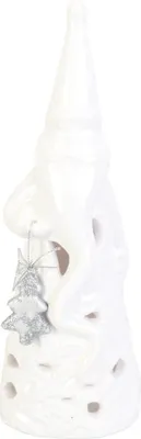 Zdjęcie produktu dla Ceramiczny Lampion Mikołaj z Choinką Biały 24x8cm
