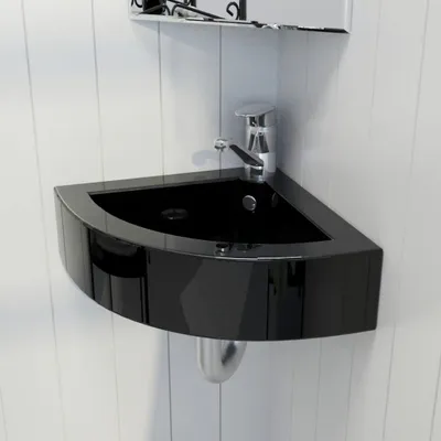 Obrázek produktu pro vidaXL Umyvadlo s přepadem 45 x 32 x 12,5 cm černé