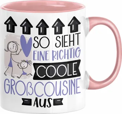Produktbild von Großcousine Geschenk Tasse Geschenkidee für Großcousine Geburtstag Weihnachten Spruch So Sieht Eine Richtig Coole Großcousine Aus Kaffee-Becher  (Rosa)