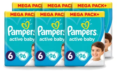 Imagen del producto de 6 pañales Pampers Active Baby, talla 6, para bebés de 15 kg o más - Paquete económico - 6 unidades