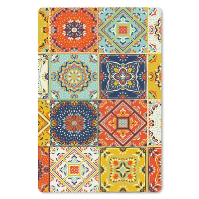 Produktbild von MuchoWow® Mauspad Mousepad Vintage - Blumen - Muster - Weiß - Orange 18x27 cm - Mousepads - Maus Mat - Pad - Mausunterlage