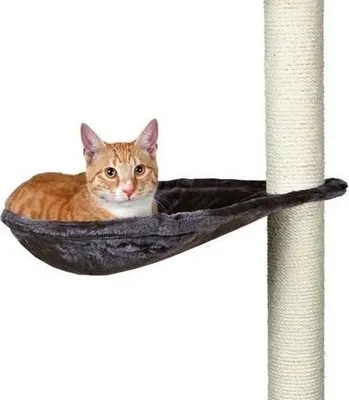 Produktbild von TRIXIE Katzen Hängematte, Kratzbaum Zubehör, Platinium Grau, Plüsch, Ø 40 cm, Für XL Kratzbäume