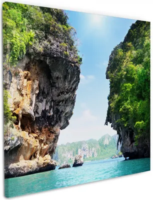 Produktbild von Wallario Premium Leinwandbild Felsenschlucht am Meer in Thailand in Größe 50 x 50 cm