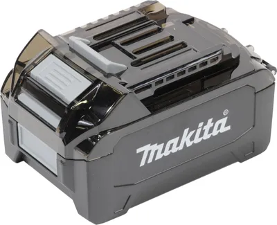 A black and gray Makita battery pack is shown against a white background.