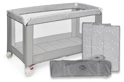 Image de Lit de voyage pliable pour bébé, avec matelas et sac de transport