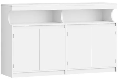 Image de Buffet de cuisine - Buffet - 2 portes - Compartiment ouvert - Étagères réglables - Bois - Blanc
