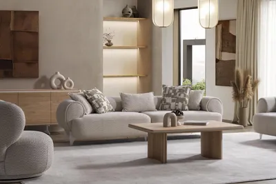 Produktbild von Beige Textil-Sofa 3-Sitzer modernes Wohnzimmermöbel