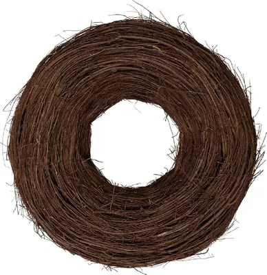 Image de Clayre & Eef Couronne décorative en rotin brun Ø 60x18 cm rustique pour porte mur table